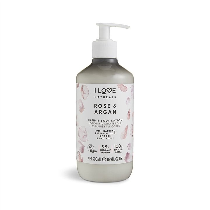 I Love, Naturals Collection, Vegan, Moisturizing, Rose & Argan, Lotion, For Hands & Body, 500 ml - Teknashop Ltd