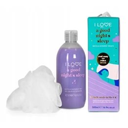 Set I Love: A Good Night's Sleep, Hydrating, Shower Gel, For All Skin Types, 500 ml + I Love, Body Sponge - Teknashop Ltd
