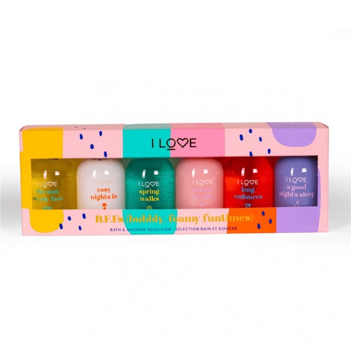 Bubbly Foamy Funtimes Set I Love: Long Embraces, Hydrating, Shower Gel, For All Skin Types, 100 ml + Sweet Treats, Hydrating, Sh