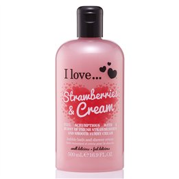 I Love, Strawberries & Cream, Hydrating, Shower Cream, 500 ml - Teknashop Ltd