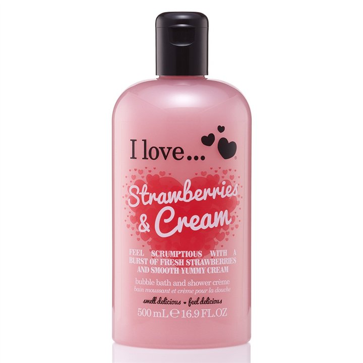 I Love, Strawberries & Cream, Hydrating, Shower Cream, 500 ml - Teknashop Ltd
