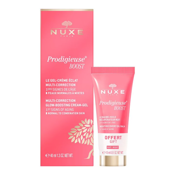 Set Nuxe: Creme Prodigieuse Boost, Recovery, Night, Balm, For Face, 15 ml +  Prodigieuse Boost, Multi-Correction, Gel Cream, For