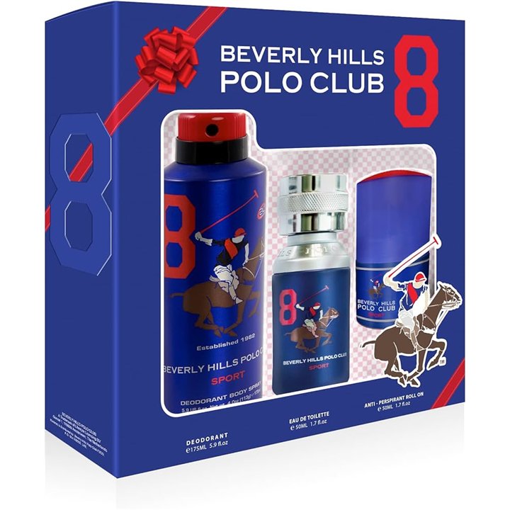 Set Beverly Hills Polo Club: 1982 - Sport 8, Eau De Toilette, For Men, 50 ml + 1982 - Sport 8, Anti-Perspirant, Deodorant Spray,