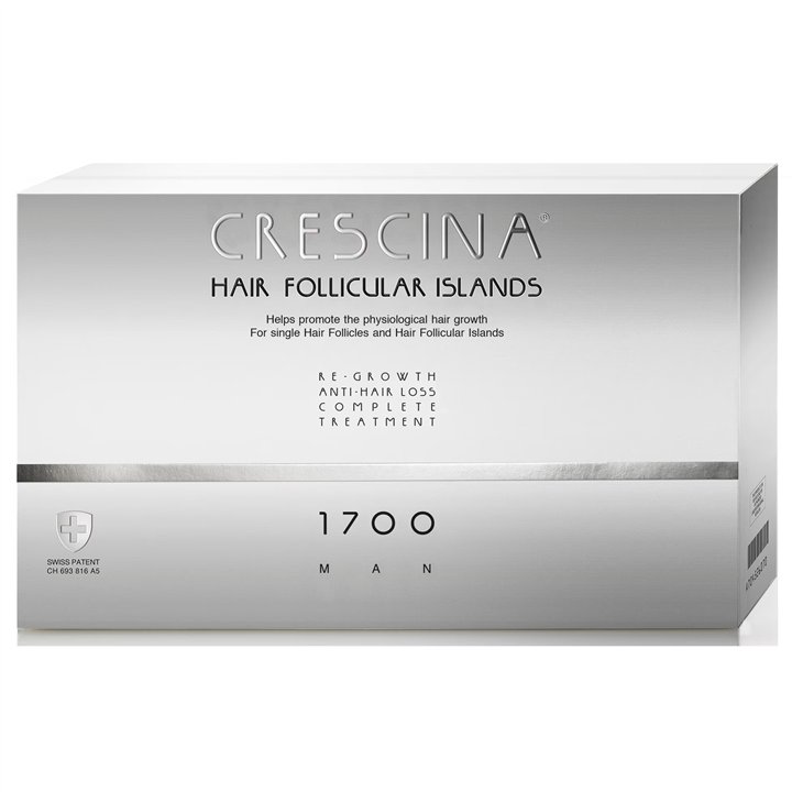 Labo Cosprophar Suisse, Crescina Follicular Islands 1700, For Growth Stimulation, Ampoules Treatment Serum, For Scalp, For Men, 