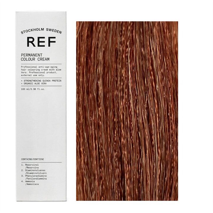 Ref Stockholm, Permanent Colour, Vegan, Permanent Hair Dye, 7.43 Golden Copper Blonde, 100 ml - Teknashop Ltd
