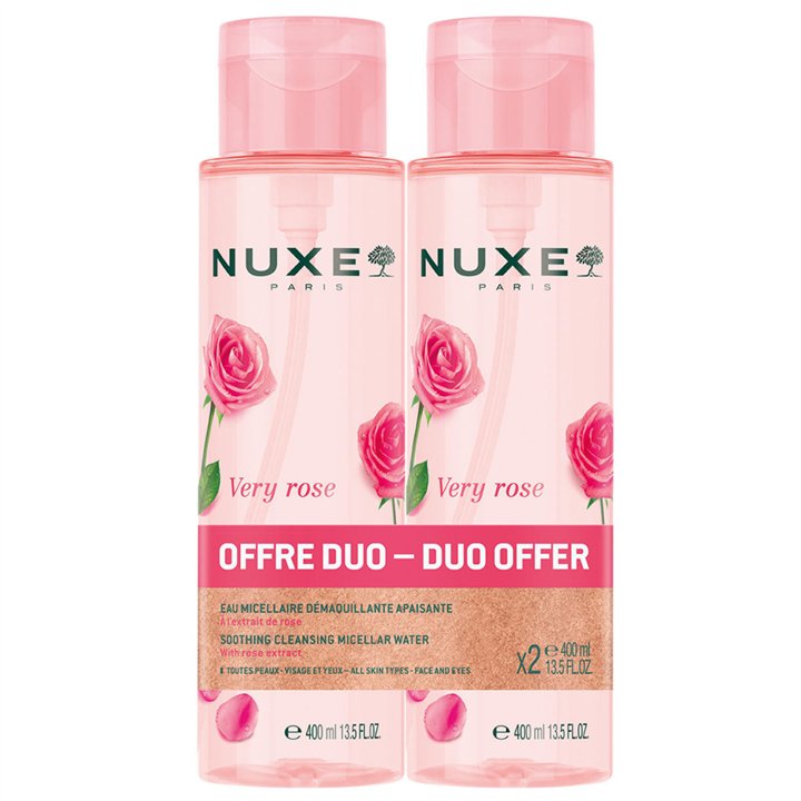 Set Duo, Nuxe, Very Rose, Cleansing & Soothing, Micellar Water, For Sensitive Skin, 2 pcs, 400 ml - Teknashop Ltd