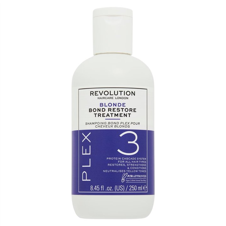 Revolution Haircare, Blonde Plex 3, Hair Treatment Shampoo, Restores, For Damaged Hair, 250 ml - Teknashop Ltd