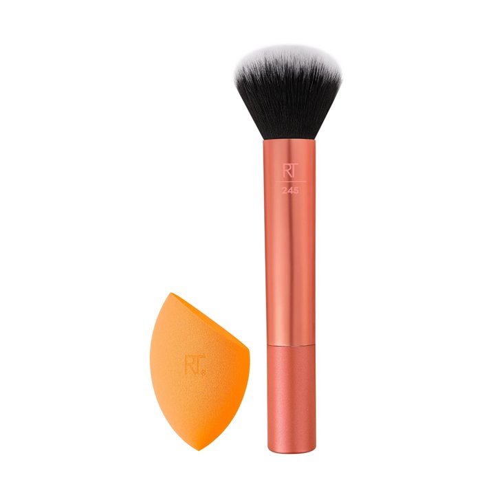 Set Real Techniques: Real Techniques, Blending, Foundation Brush, Rt 245 + Miracle, Makeup Sponge, Orange - Teknashop Ltd