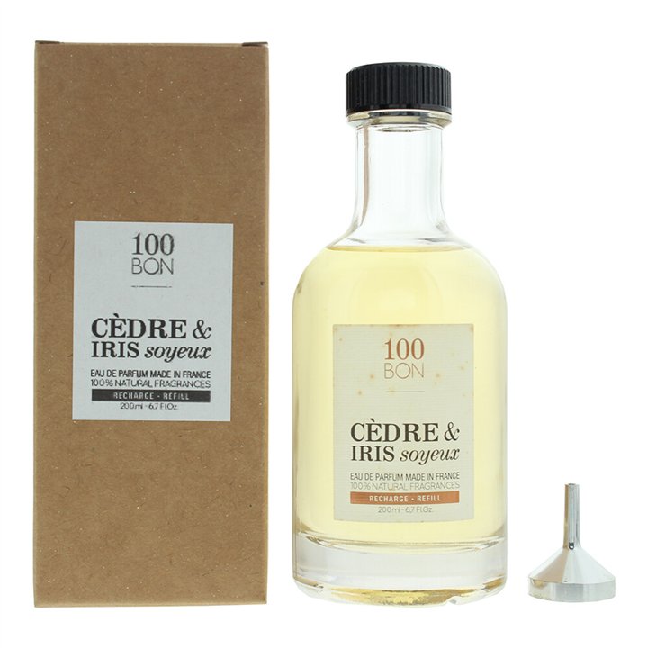 100 Bon, Cedre & Iris Soyeux, Eau De Parfum, Unisex, Refill, 200 ml - Teknashop Ltd