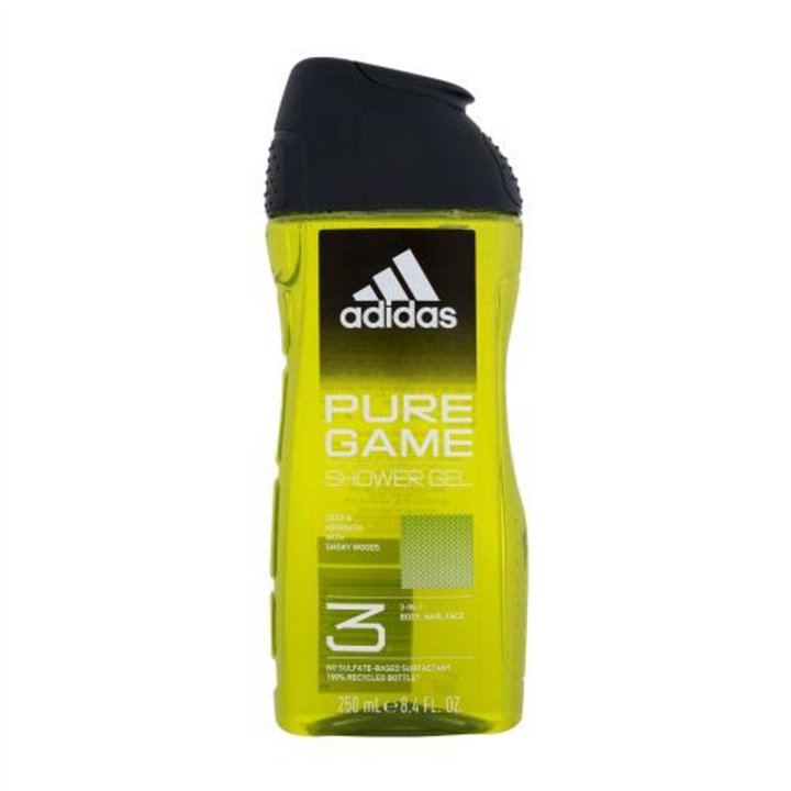 Adidas, Pure Game, Cleansing, Shower Gel, For Body, Face & Hair, All Skin Types, 250 ml - Teknashop Ltd
