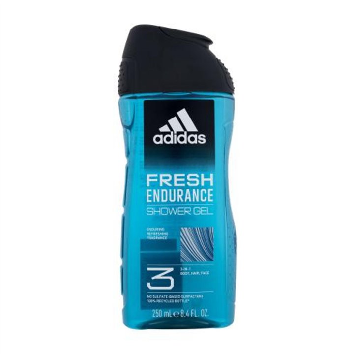 Adidas, Fresh Endurance, Cleanses, Shower Gel, For Body, Face & Hair, All Skin Types, 250 ml - Teknashop Ltd