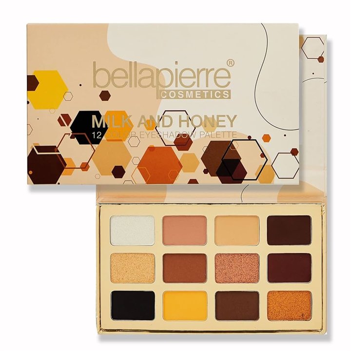 Bellapierre Cosmetics, Milk & Honey, Eyeshadow Palette, 12 Shades, 25 g - Teknashop Ltd
