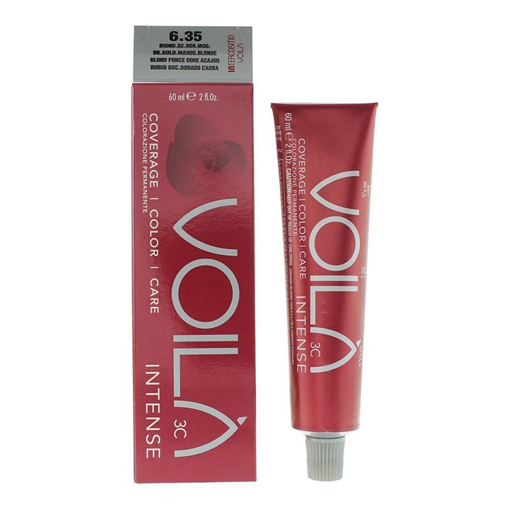 Intercosmo, Voila 3C Intense, Permanent Hair Dye, 6.35 Dark Blonde Intense Mahogany, 60 ml - Teknashop Ltd