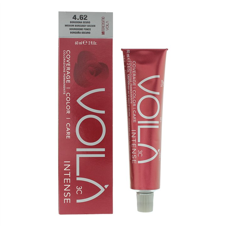 Intercosmo, Voila 3C Intense, Permanent Hair Dye, 4.62 Medium Burgundy Brown, 60 ml - Teknashop Ltd
