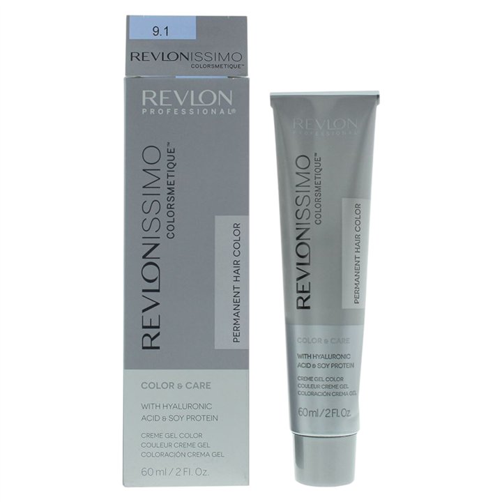 Revlon, Revlonissimo Colorsmetique, Hyaluronic Acid, Permanent Hair Dye, 9.1 Very Light Ash Blonde, 60 ml - Teknashop Ltd