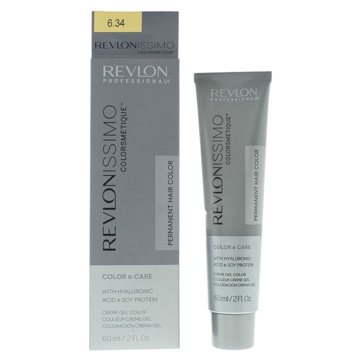 Revlon, Revlonissimo Colorsmetique, Hyaluronic Acid, Permanent Hair Dye, 6.34 Dark Coppery Gold Blonde, 60 ml - Teknashop Ltd