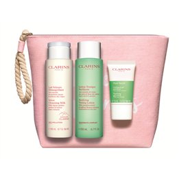 Set Clarins: Pure, Exfoliating Scrub, 15 ml + Velourse, Anti-Pollution, Cleansing Milk, For Face, 200 ml + Purifying, Alcohol-Fr