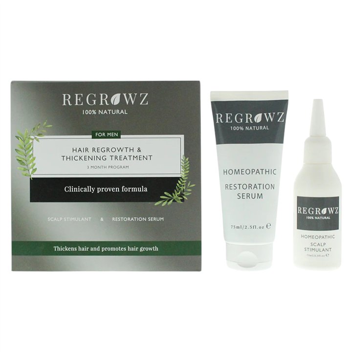 Set Regrowz: Homeopathic, Scalp Serum, Restorative, 75 ml + Homeopathic, Scalp Cream Treatment, Hydrate & Protect, 75 ml - Tekna