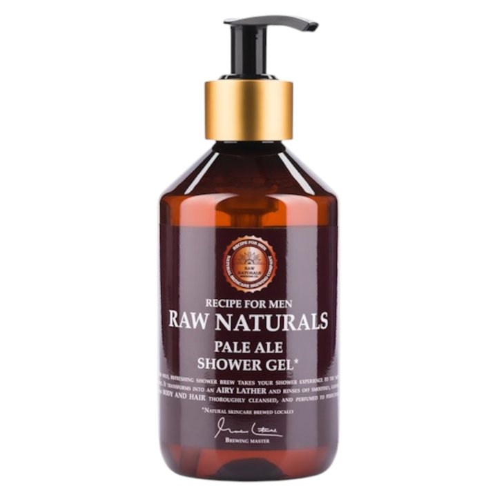 Raw Naturals, Pale Ale, 100% vegan, Refreshing and masculine, Cleansing, Shower Gel, Body and Hair, All Skin Types, 300 ml - Tek