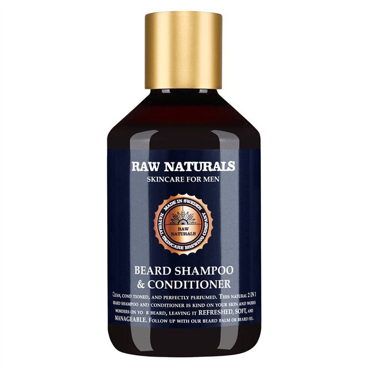 Raw Naturals, Beard Shampoo & Conditioner, 100% vegan, Beard Shampoo, Softness, 250 ml - Teknashop Ltd