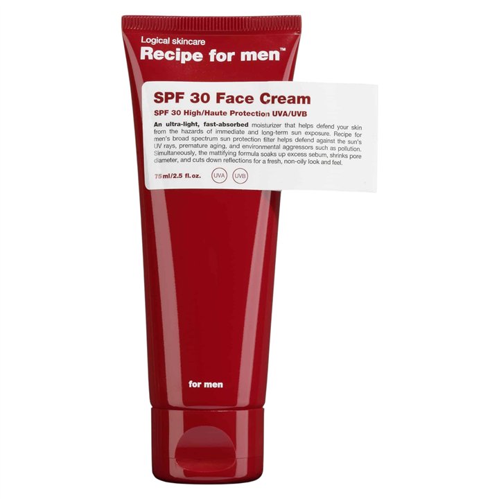 Recipe For Men, SPF 30 Face Cream, Moisturizer, Cream, For Face, SPF30, 75 ml - Teknashop Ltd