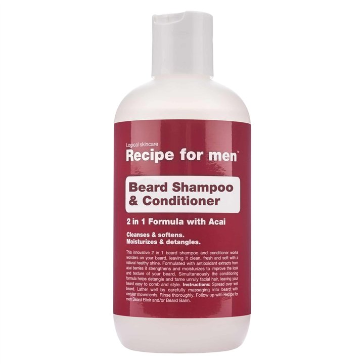 Recipe For Men, Beard Shampoo & Conditioner, Cleansing and Conditioning, Beard Shampoo, Moisture, 250 ml - Teknashop Ltd