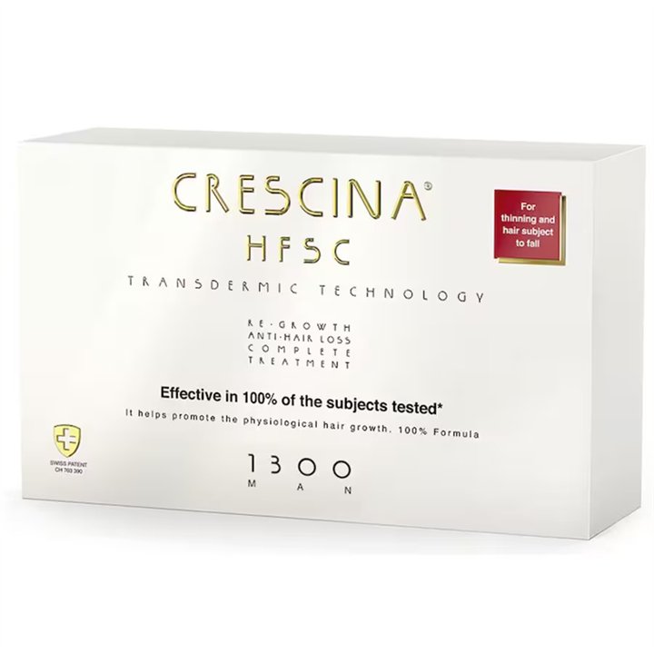 Labo Cosprophar Suisse, Crescina, Transdermic HFSC 1300, For Growth Stimulation, Ampoules Treatment Serum, For Scalp, For Men, 1