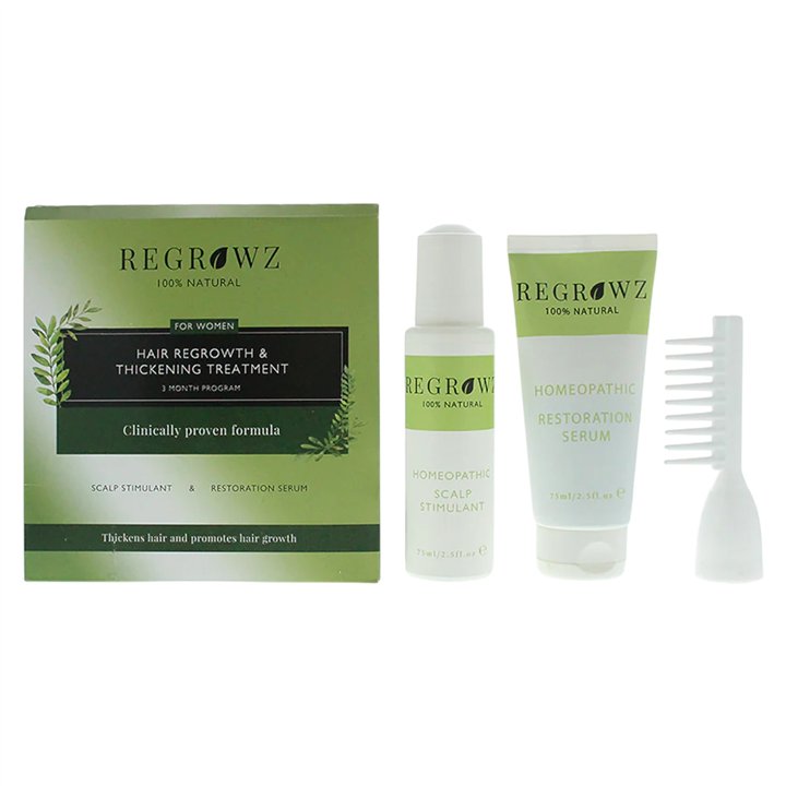 Set Regrowz: Homeopathic, Scalp Serum, Restorative, 75 ml + Homeopathic, Scalp Cream Treatment, Hydrate & Protect, 75 ml + Homeo