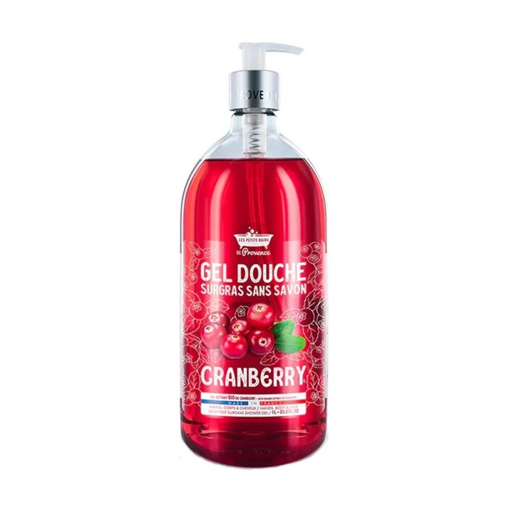 Les Petites Bains de Provence, Cranberry, Shower Gel, For Sensitive Skin, 1000 ml - Teknashop Ltd