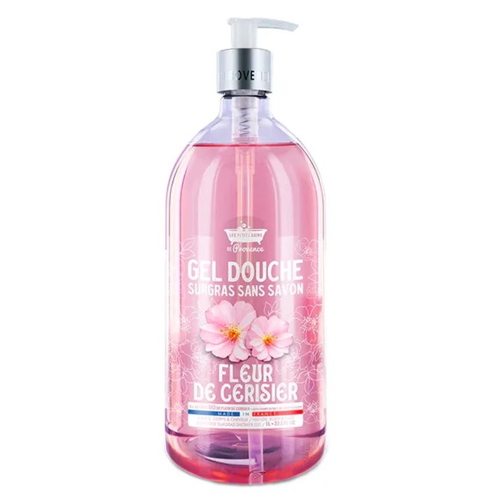 Les Petites Bains de Provence, Cherry Blossom, Shower Gel, For Sensitive Skin, 1000 ml - Teknashop Ltd
