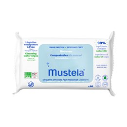Set, Mustela, Compostable, Water, Cleansing Wipes, 60 pcs - Teknashop Ltd