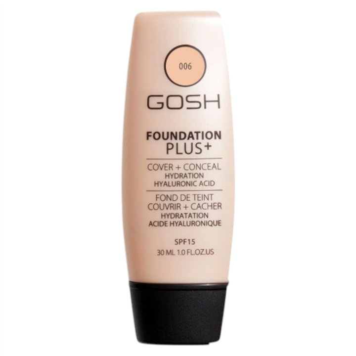 Gosh, Foundation Plus+, Liquid Foundation & Concealer 2-In-1, 006, Honey, SPF 15, 30 ml *Tester - Teknashop Ltd