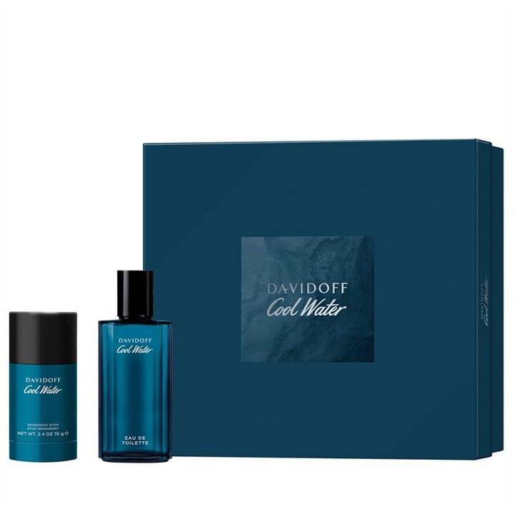 Set Davidoff: Cool Water, Eau De Toilette, For Men, 75 ml + Cool Water, 24h Protection, Deodorant Stick, For Men, 75 g - Teknash