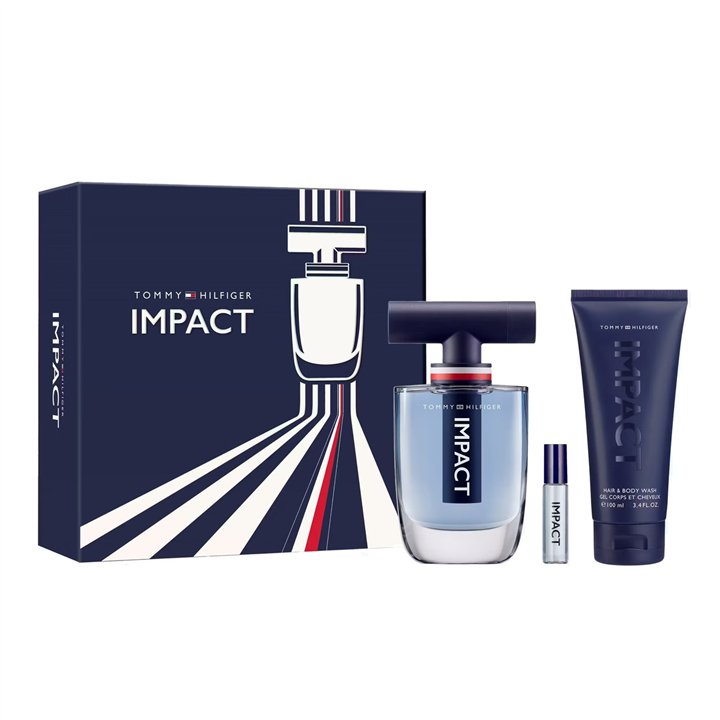 Set Tommy Hilfiger: Impact, Eau De Toilette, For Men, 50 ml + Impact, Eau De Toilette, For Men, 4 ml + Impact, Shower Gel, Body,