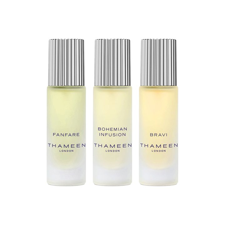 Set Thameen London: Fanfare, Eau De Cologne, Unisex, 10 ml + Bohemian Infusion, Eau De Cologne, Unisex, 10 ml + Bravi, Extrait D