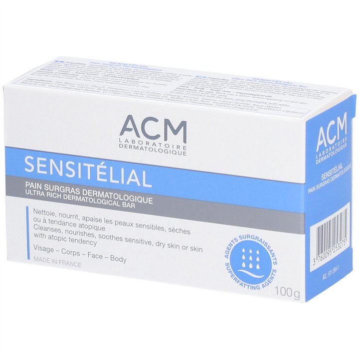 Laboratoire ACM, Sensitelial, Nourishing, Cleansing Bar, For Face & Body, 100 g - Teknashop Ltd