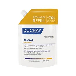 Ducray, Kelual Squanorm, Hair Treatment Shampoo, Anti-Dandruff, For Scalp With Dry Dandruff, Refill, 400 ml - Teknashop Ltd