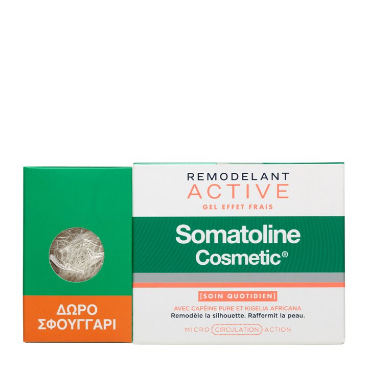 Set Somatoline Cosmetic: Active Fresh Effect, Sculpting, Local Treatment Gel, 250 ml + Somatoline, Cleanse & Scrub, Body Sponge 