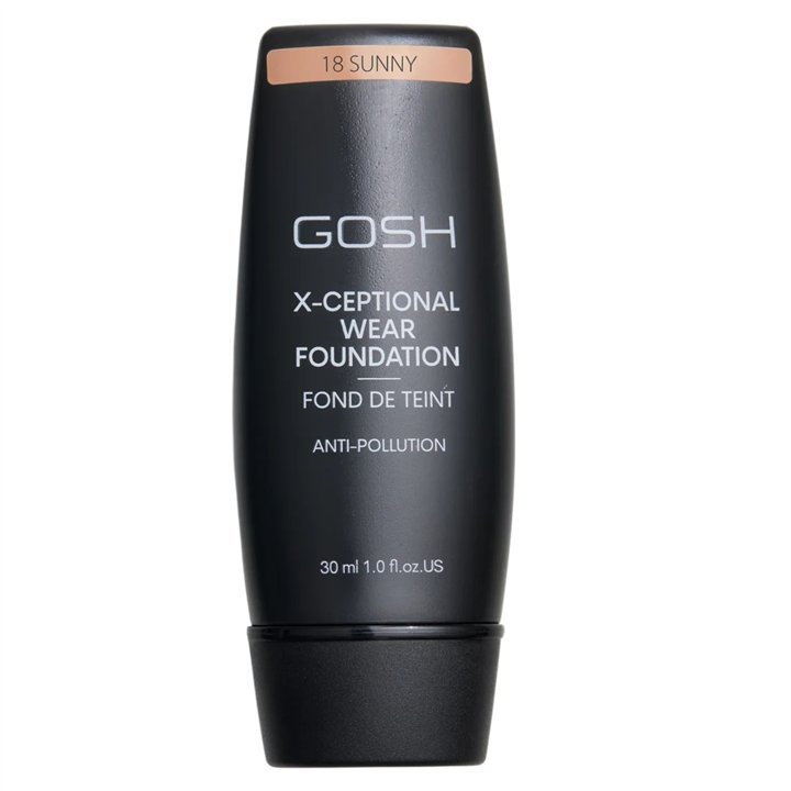 Gosh, X-Ceptional Wear, Vitamin E, Long Lasting, Cream Foundation, 18, Sunny, 30 ml - Teknashop Ltd