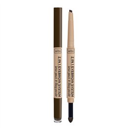 Wibo, 2 in 1 Eyebrow System, Eyebrow Cream  Pencil, Powder & Brush 3-In-1, 3, Dark Brown, 0.2 g - Teknashop Ltd