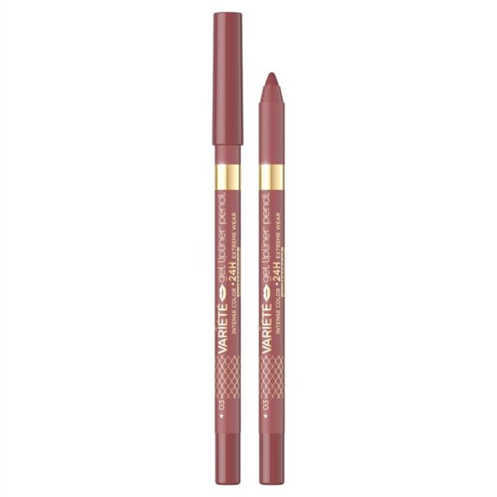 Eveline Cosmetics, Variete, Waterproof, Gel, Lip Liner, 03, Dusty Rose, 1.3 g - Teknashop Ltd