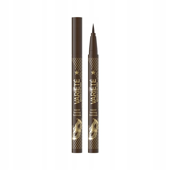 Eveline Cosmetics, Variete, Precise Eyeliner Brush, Liquid Eyeliner, 02, Brown, 4 ml - Teknashop Ltd