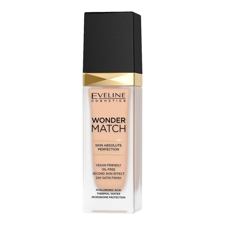 Eveline Cosmetics, Wonder Match Skin Absolute Perfection, Oil Free, Liquid Foundation, 16, Light Beige, 30 ml - Teknashop Ltd
