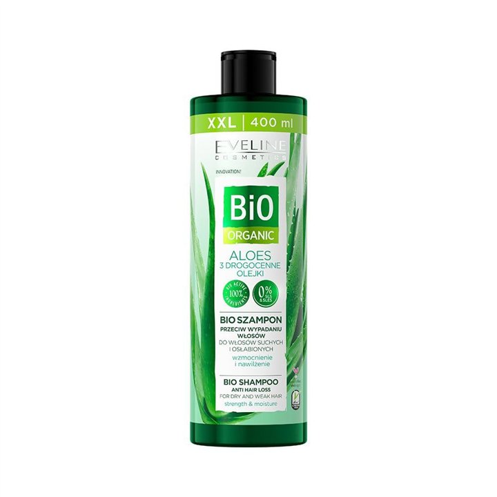 Eveline Cosmetics, Bio Organic, Aloe, Hair Shampoo, Anti-Hair Loss, 400 ml - Teknashop Ltd