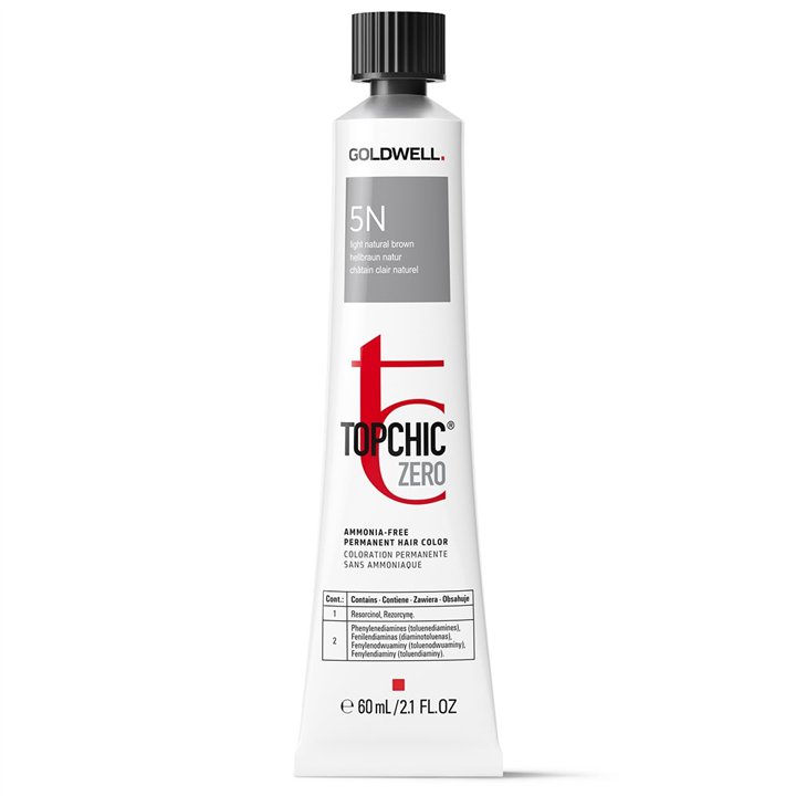 Goldwell, TopChic Zero, Permanent Hair Dye, 5N Light Natural Brown, 60 ml - Teknashop Ltd
