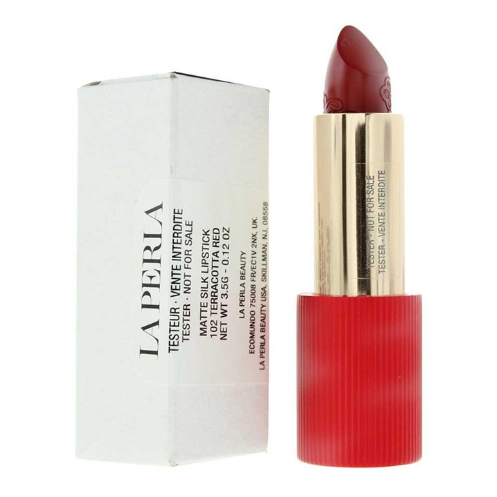 La Perla, Matte Silk, Matte, Cream Lipstick, 102, Terracotta Red, 3.5 g *Tester - Teknashop Ltd