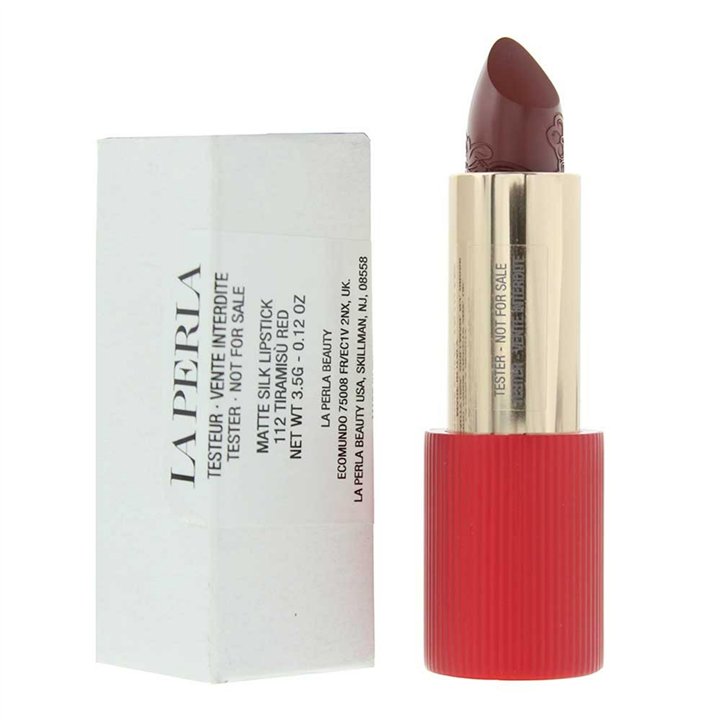 La Perla, Matte Silk, Matte Silk, Cream Lipstick, 112, Tiramisu Red, 3.5 g *Tester - Teknashop Ltd