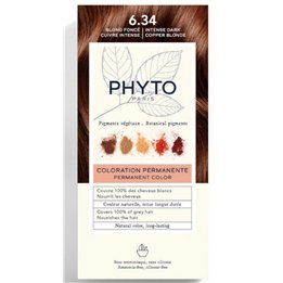 Phyto, Color Kit Coloration, Permanent Hair Dye, 6.34 Intense Dark Copper Blonde, 1 pcs - Teknashop Ltd