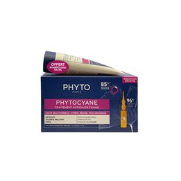 Set Phyto: Set, Phytocyane, Leave In Scalp Treatment Serum, Anti-Hair Loss, 12 pcs, 5 ml *Vial + Phytocyane, Hair Shampoo, Anti-