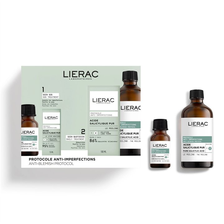 Set Lierac: Anti-Blemish Protocol Stop Spots, Anti Spot, Local Treatment Cream, For Face, 15 ml + Anti-Blemish Peeling, Exfoliat